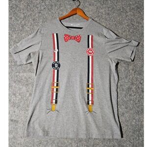 Travis Mathew T-Shirt Mens XXL Gray Suspenders Bow Tie Graphic Pima Cotton